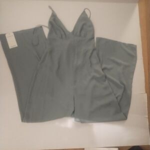 Abercrombie & Fitch Spaghetti Strap Green Wide Leg Jumpsuit Small New